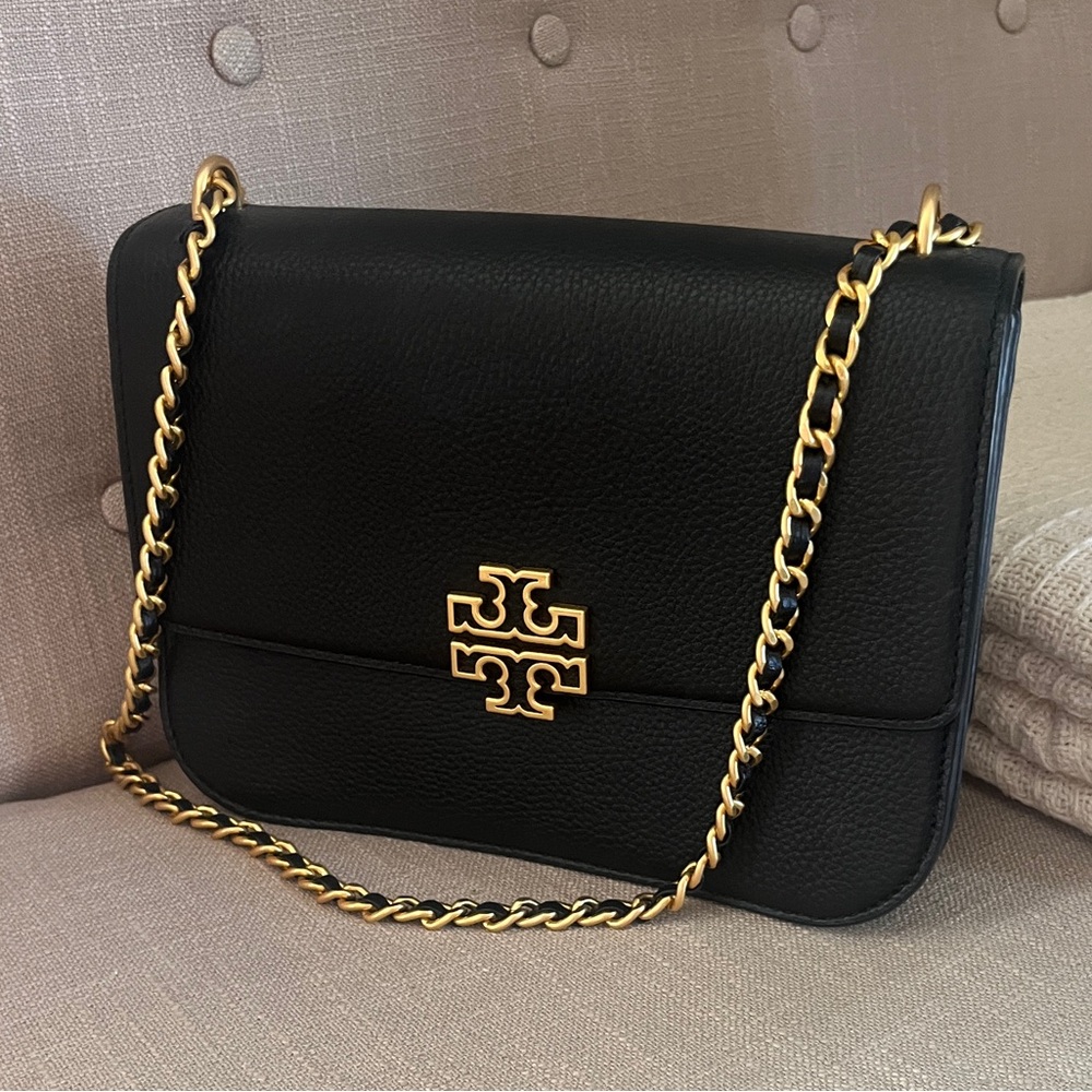 Tory Burch Medium Britten Adjustable Shoulder Bag in Black